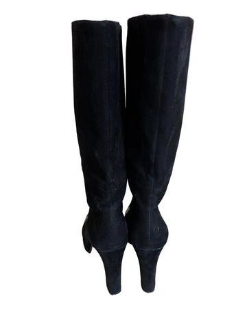 & OTHER STORIES BLACK SUEDE & LEATHER CALF LENGTH BOOTS SIZE 5/38