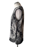 MINT VELVET BLACK & GREY PRINT SLEEVELESS TUNIC TOP  SIZE 10