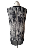MINT VELVET BLACK & GREY PRINT SLEEVELESS TUNIC TOP  SIZE 10