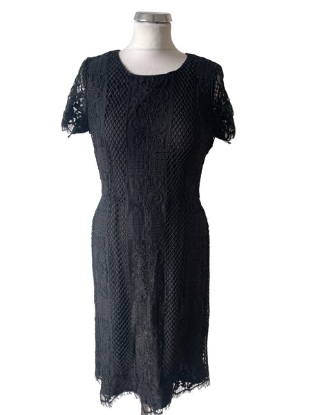 BRAND NEW NICOLE MILLER FOR MARY KAY BLACK CROCHET PENCIL DRESS SIZE 8 UK 12