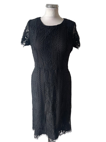BRAND NEW NICOLE MILLER FOR MARY KAY BLACK CROCHET PENCIL DRESS SIZE 8 UK 12
