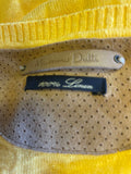 MASIMMO DUTTI 100% LINEN YELLOW SCOOP NECK CARDIGAN SIZE M