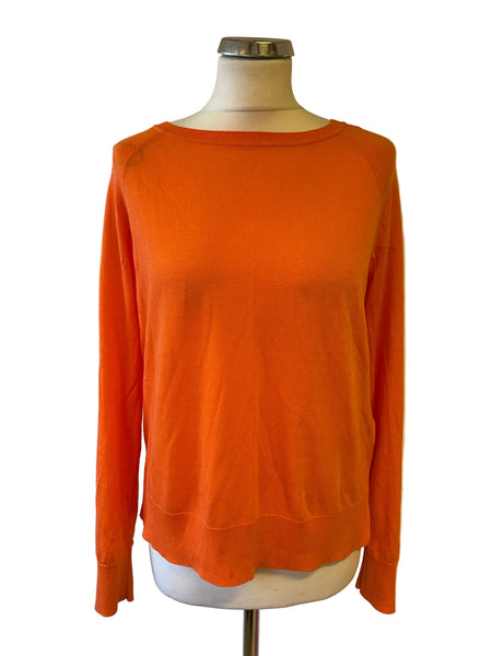 BRAND NEW MASSIMO DUTTI ORANGE COTTON & SILK MIX LONG SLEEVE JUMPER SIZE M