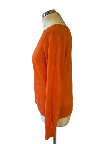 BRAND NEW MASSIMO DUTTI ORANGE COTTON & SILK MIX LONG SLEEVE JUMPER SIZE M