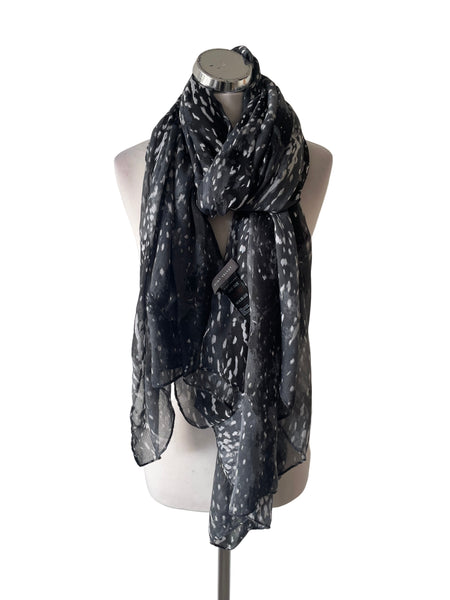 MINT VELVET LARGE BLACK, GREY & WHITE PRINT WRAP/SCARF ONE SIZE