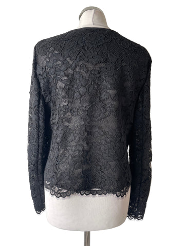 LK BENNETT LILYAN BLACK LACE EDGE TO EDGE JACKET SIZE 12