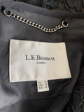LK BENNETT LILYAN BLACK LACE EDGE TO EDGE JACKET SIZE 12