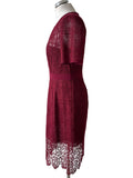 WHISTLES BURGUNDY LACE SPECIAL OCCASION PENCIL DRESS SIZE 12