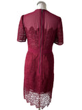 WHISTLES BURGUNDY LACE SPECIAL OCCASION PENCIL DRESS SIZE 12