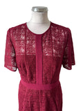 WHISTLES BURGUNDY LACE SPECIAL OCCASION PENCIL DRESS SIZE 12