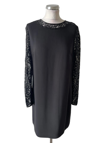 REISS CERESEI BLACK LACE SLEEVED SHIFT DRESS SIZE 12