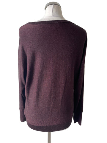 HOBBS BURGUNDY METALLIC LONG SLEEVE JUMPER SIZE M