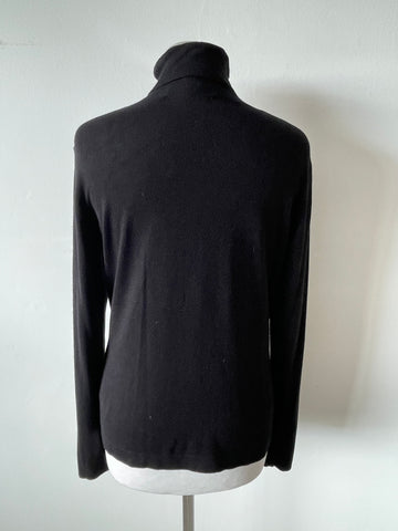 COAST BLACK POLO NECK LACE FRONT JUMPER SIZE M