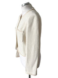 GOELIA IVORY & GOLD METALLIC COLLARLESS SHORT JACKET SIZE 10