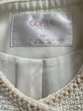 GOELIA IVORY & GOLD METALLIC COLLARLESS SHORT JACKET SIZE 10