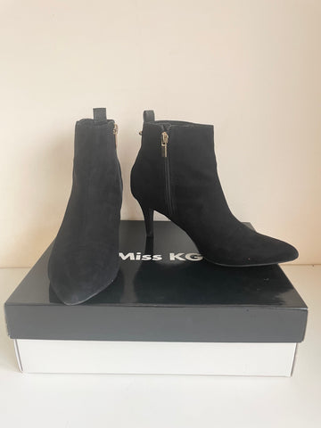 MISS KURT GEIGER BLACK FAUX SUEDE HEELED ANKLE BOOTS  SIZE 5/38