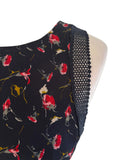 REISS LOUISE BLACK & RED FLORAL DITSY PRINT SLEEVELESS FIT & FLARE DRESS SIZE 8