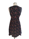 REISS LOUISE BLACK & RED FLORAL DITSY PRINT SLEEVELESS FIT & FLARE DRESS SIZE 8