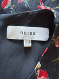 REISS LOUISE BLACK & RED FLORAL DITSY PRINT SLEEVELESS FIT & FLARE DRESS SIZE 8