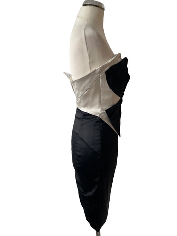 KAREN MILLEN BLACK & SILVER STRAPLESS SPECIAL OCCASION PENCIL DRESS  SIZE 8
