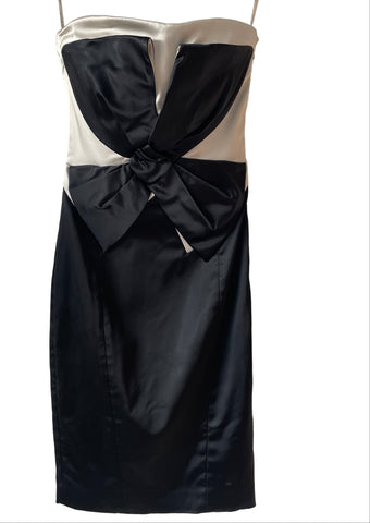 KAREN MILLEN BLACK & SILVER STRAPLESS SPECIAL OCCASION PENCIL DRESS  SIZE 8