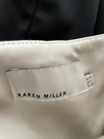 KAREN MILLEN BLACK & SILVER STRAPLESS SPECIAL OCCASION PENCIL DRESS  SIZE 8