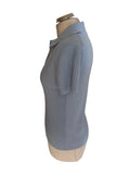 REISS BECCA LIGHT BLUE COLLARED SHORT SLEEVED KNIT TOP  SIZE S