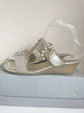 RUSSELL & BROMLEY PALE GOLD LEATHER PEARL & JEWEL EMBELLISHED SLIP ON MULES SIZE 3.5/36