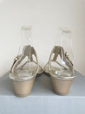 RUSSELL & BROMLEY PALE GOLD LEATHER PEARL & JEWEL EMBELLISHED SLIP ON MULES SIZE 3.5/36