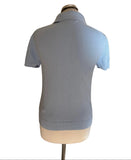 REISS BECCA LIGHT BLUE COLLARED SHORT SLEEVED KNIT TOP  SIZE S