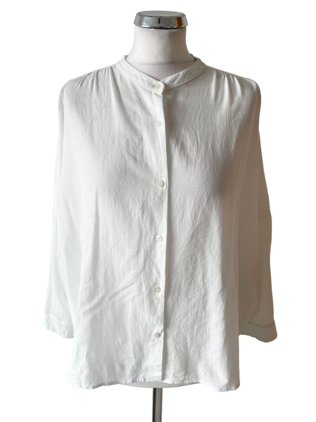 MAX MARA WEEKEND 100% COTTON COLLARLESS WHITE OVERSIZE SHIRT SIZE 16