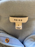 REISS BECCA LIGHT BLUE COLLARED SHORT SLEEVED KNIT TOP  SIZE S