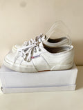 SUPERGA WHITE LEATHER LACE UP PLIMSOLS/ TRAINERS SIZE 5/38