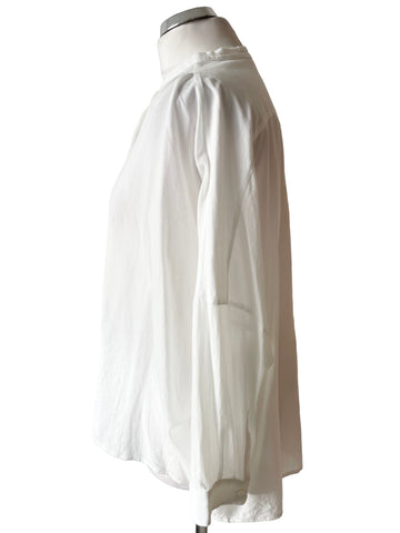 MAX MARA WEEKEND 100% COTTON COLLARLESS WHITE OVERSIZE SHIRT SIZE 16