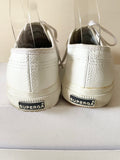 SUPERGA WHITE LEATHER LACE UP PLIMSOLS/ TRAINERS SIZE 5/38