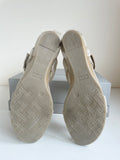 RUSSELL & BROMLEY PALE GOLD LEATHER PEARL & JEWEL EMBELLISHED SLIP ON MULES SIZE 3.5/36