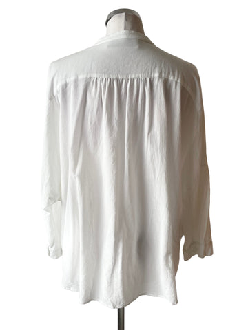 MAX MARA WEEKEND 100% COTTON COLLARLESS WHITE OVERSIZE SHIRT SIZE 16