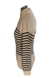 TOMMY HILFIGER WHITE & NAVY STRIPE HIGH NECK BUTTON TRIM JUMPER  SIZE XS
