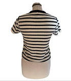 BRAND NEW ME+EM IVORY & NAVY STRIPED TOWELLING BABY TEE TOP  SIZE 8