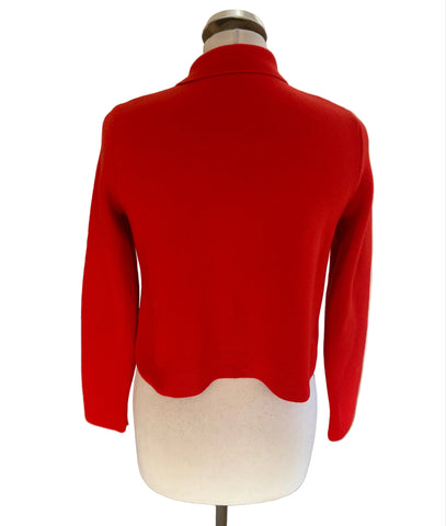 LA MAILLE SEZANE 100% MERINO WOOL CORAL RED BETTY CARDIGAN SIZE XS