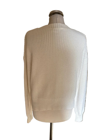 TWINSET MILANO COTTON WHITE RIB KNIT LONG SLEEVED JUMPER SIZE XS