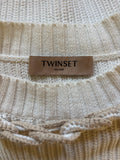 TWINSET MILANO COTTON WHITE RIB KNIT LONG SLEEVED JUMPER SIZE XS