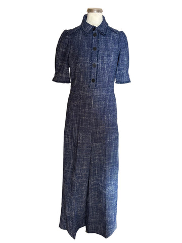 BRAND NEW WITHOUT TAGS ME+EM NAVY BLUE TWEED WIDE LEG JUMPSUIT SIZE 8