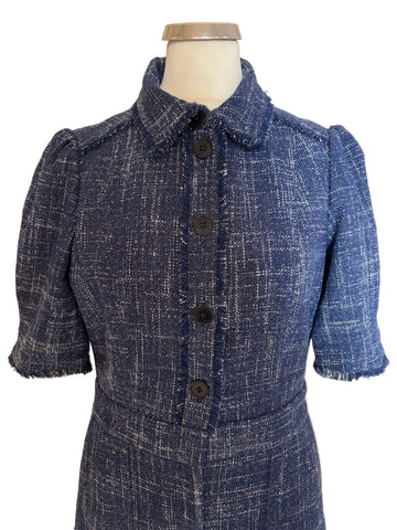 BRAND NEW WITHOUT TAGS ME+EM NAVY BLUE TWEED WIDE LEG JUMPSUIT SIZE 8