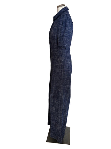 BRAND NEW WITHOUT TAGS ME+EM NAVY BLUE TWEED WIDE LEG JUMPSUIT SIZE 8