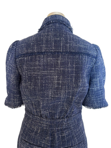 BRAND NEW WITHOUT TAGS ME+EM NAVY BLUE TWEED WIDE LEG JUMPSUIT SIZE 8