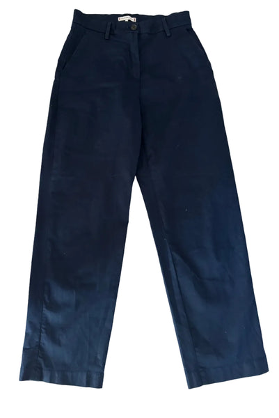 TOMMY HILFIGER NAVY BLUE STRAIGHT LEG CROP TROUSERS SIZE 32 FIT UK 8/10