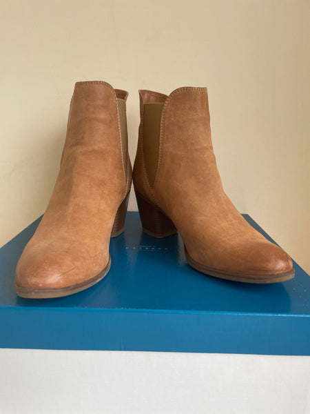 JOHN LEWIS TAN LEATHER HEELED CHELSEA BOOTS  SIZE 4/37