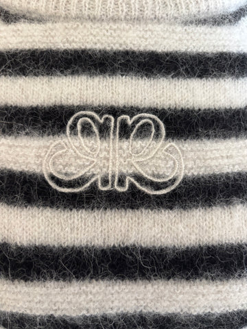 ROSAE PARIS LE WILLY BLACK & ECRU STRIPE MOHAIR & ALPACA MIX JUMPER SIZE 1 UK S
