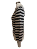 ROSAE PARIS LE WILLY BLACK & ECRU STRIPE MOHAIR & ALPACA MIX JUMPER SIZE 1 UK S